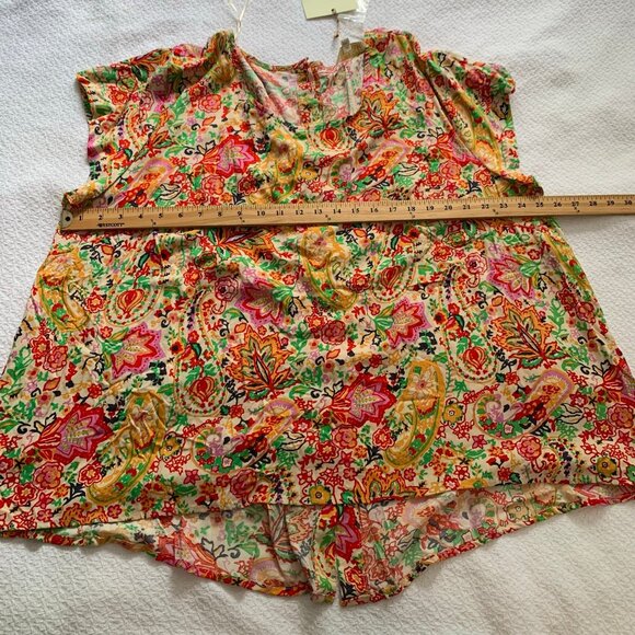 NEW Cynthia Rowley floral lightweight full button back detail flowy shirt top - Picture 9 of 10